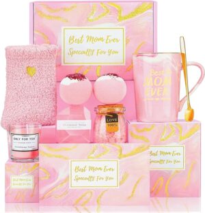 Mothers Day Gifts Box Set Pink Unique Birthday Gift Basket for Moms Women from Daughter Son Mother's Day Gift Ideas for Grandma Wife Mother in Law Best Mom Ever Gifts for Mom Who Have Everything