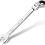 DURATECH Flex-Head Ratcheting Wrench Set, Combination Wrench Set, 72 Tooth, Metric, 12-piece, Size Covers 8-19mm, CR-V Steel, with Rolling Pouch