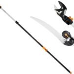 Fiskars 2-in-1 Extendable Tree Pruner and Pole Saw Extends 7.9 - 12 feet with Rotating Head, Pruning Stik Model with15-Inch Double-Grind Saw Blade, and Double Locking System