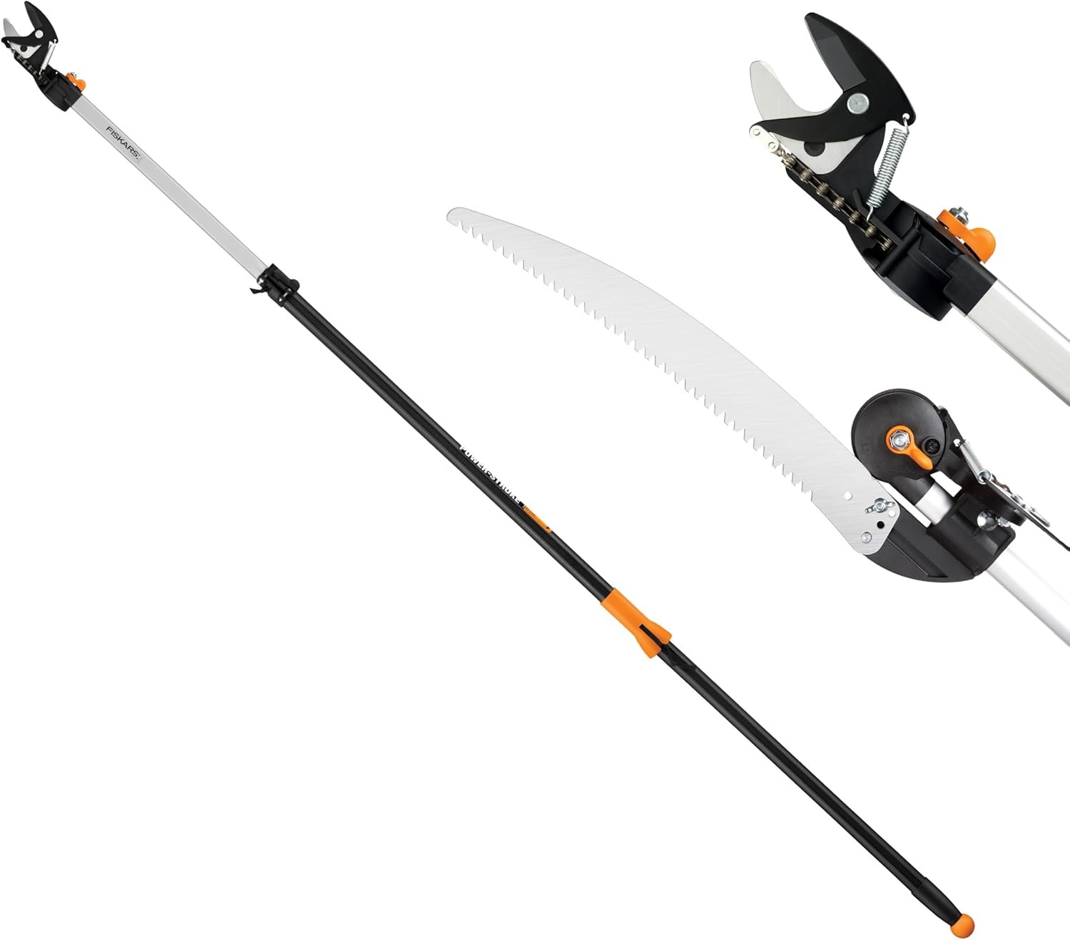 61PuxWkFDOL._AC_SL1500_.jpg Fiskars 2-in-1 Extendable Tree Pruner and Pole Saw Extends 7.9 - 12 feet with Rotating Head, Pruning Stik Model with15-Inch Double-Grind Saw Blade, and Double Locking System - Image 1