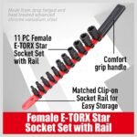 SEDY 11-Piece E-Torx Socket Set - Star Sockets Set with Socket Rail,
