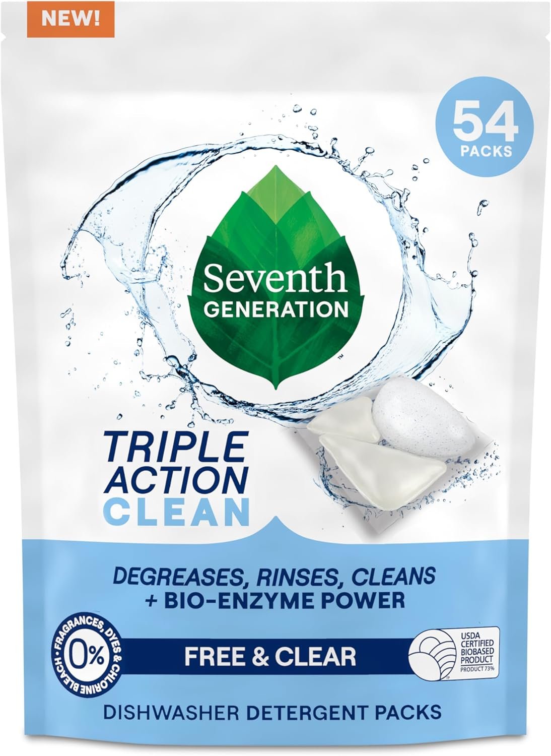712gnPbqsL._AC_SL1500_.jpg Seventh Generation Triple Action Clean Automatic Dishwasher Detergent Packs - Image 1