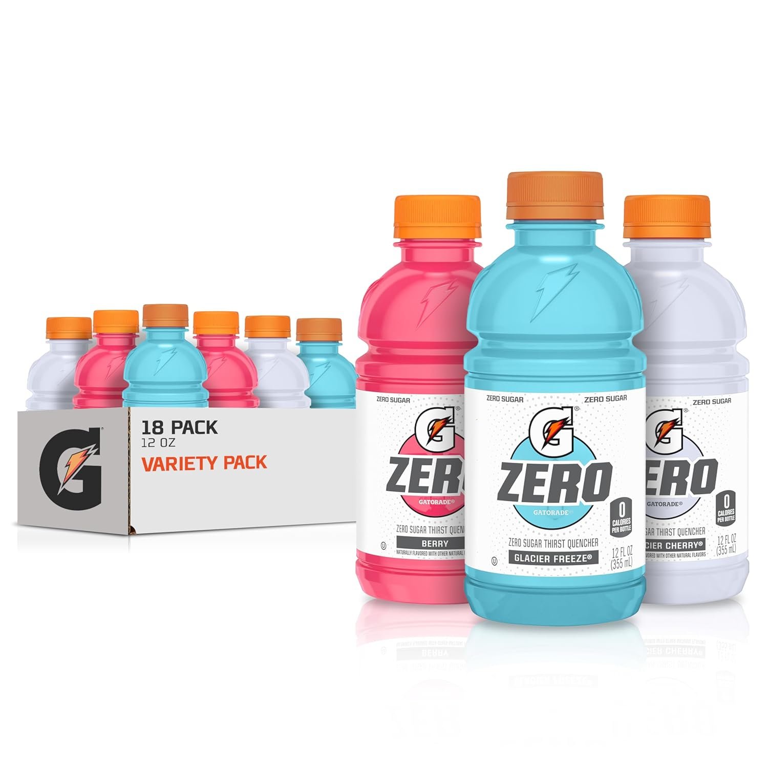 717xF2oaxeL._SL1500_.jpg Gatorade G Zero Sports Drink, Glacier Freeze, Glacier Cherry, Berry Variety Pack, - Image 1