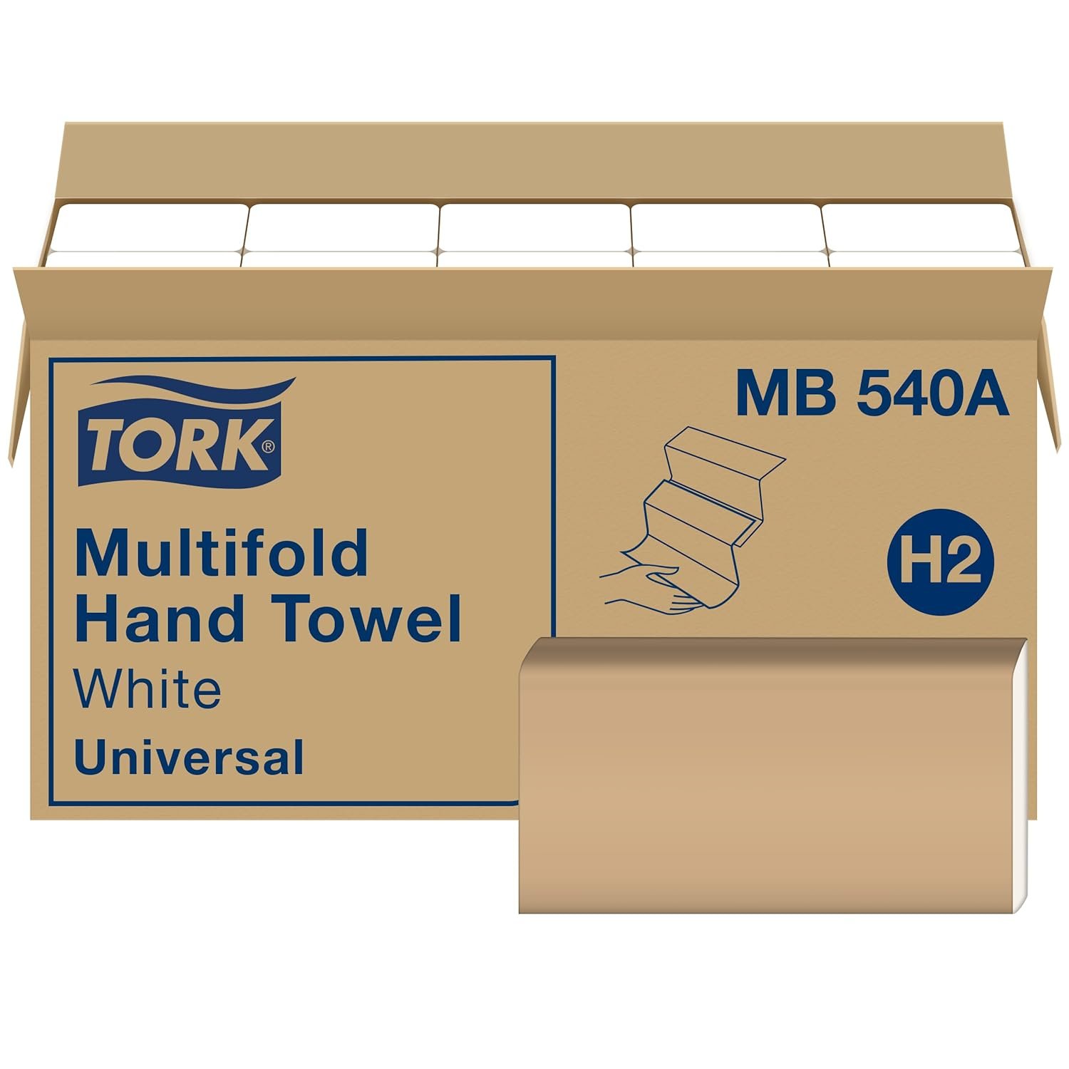 71BqYrSR-6L._SL1500_.jpg Tork Multifold Hand Towel White H2, Universal, 100% Recycled Fibers, 16 x 250 Towels, MB540A - Image 1