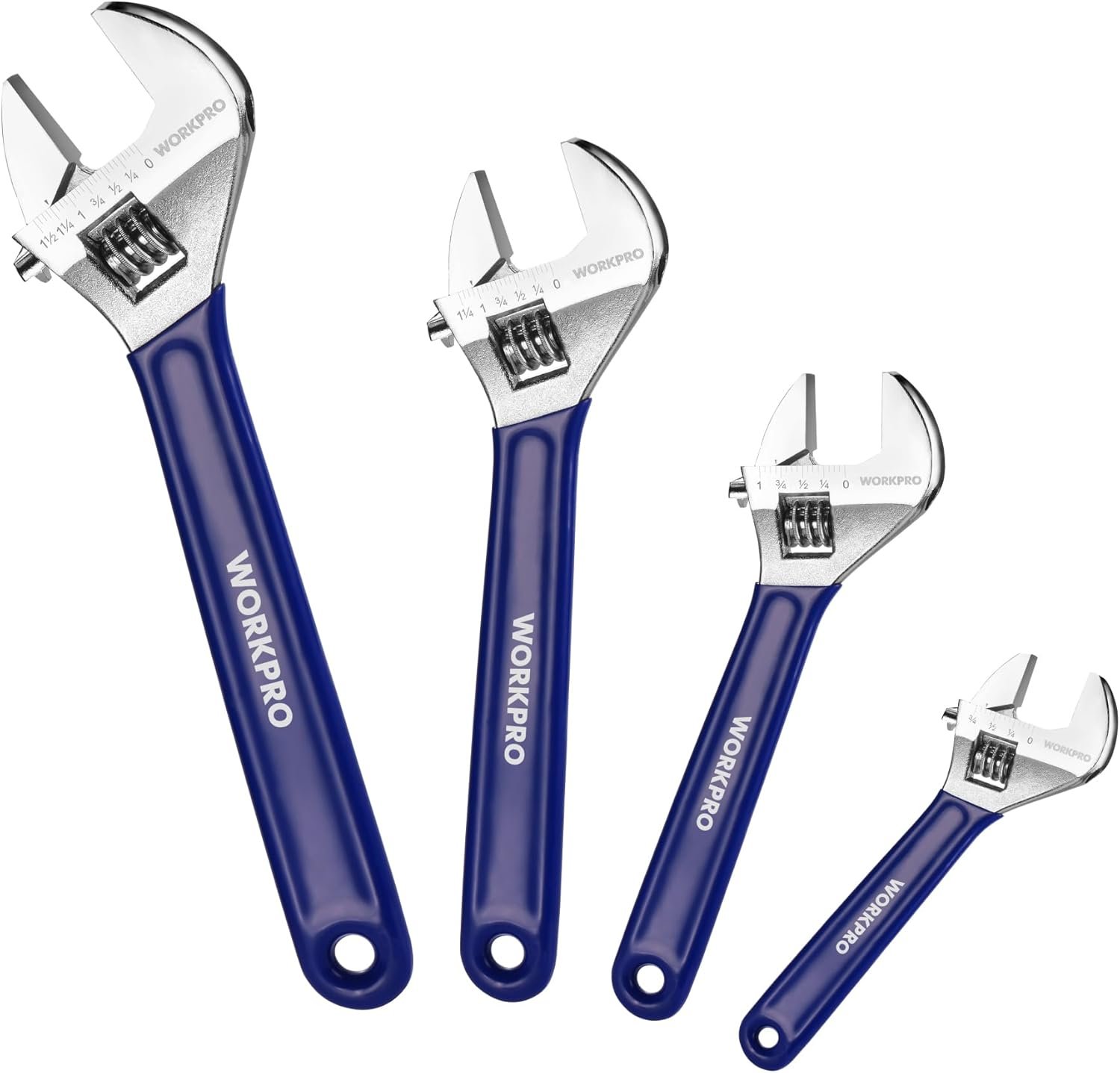 71EEy4xQ85L._AC_SL1500_.jpg WORKPRO 4-Piece Adjustable Wrench Set 6"e;, 8"e;, 10"e;, 12"e; – Heavy-Duty, Wide - Image 1