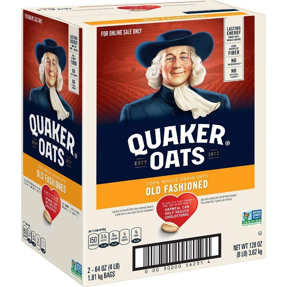 71KraFJZRuL._SL1000_.jpg Quaker Old Fashioned Rolled Oats, Non GMO Project Verified, Two 64oz Bags - Image 1