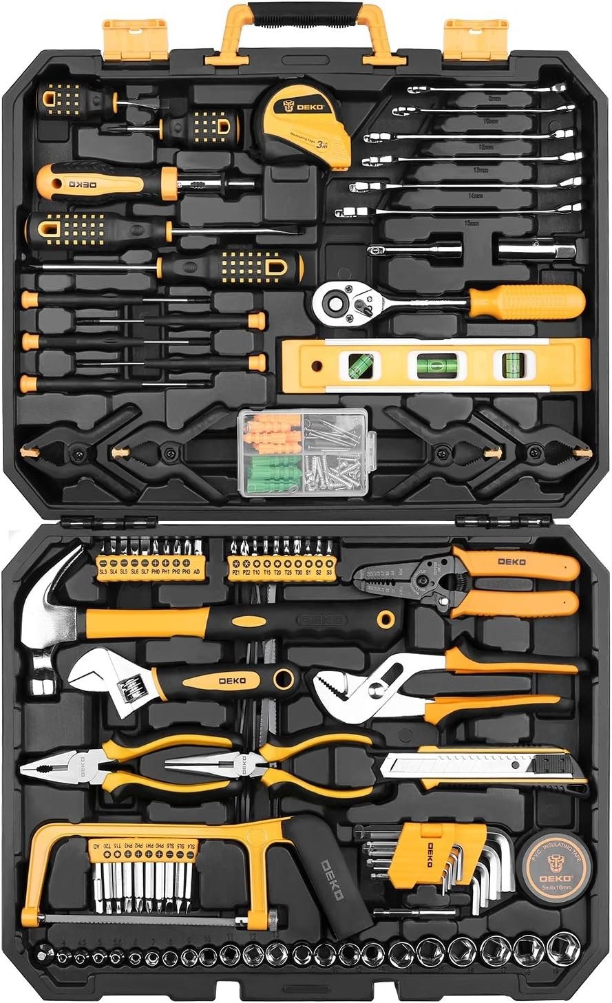 71PexuvCDNL._AC_SL1500_.jpg DEKOPRO 228 Piece Socket Wrench Auto Repair Tool Combination Package Mixed Tool Set Hand Tool Kit with Plastic Toolbox Storage Case - Image 1