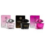 Versace Perfume for Women Set of 3 Mini, Bright Crystal, Crystal Noir, Bright Crystal Absolu, Perfume for Women Fragrance Sampler Set Designer Womens Samples 3 Count, 0.17 oz