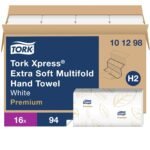 Tork Extra Soft Multifold Hand Towels White with Blue Leaf Print, H2
