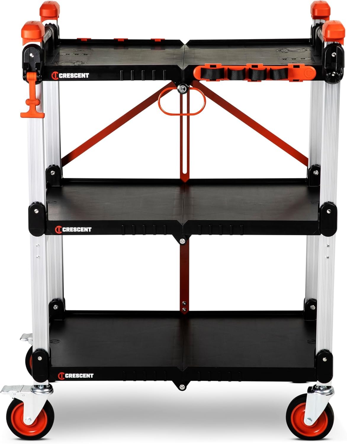71knr23jEiL._AC_SL1500_.jpg Crescent SITERUNNER, 3 Shelf Heavy Duty Folding Jobsite Cart - 300-lb Capacity, F3SCBL - Image 1