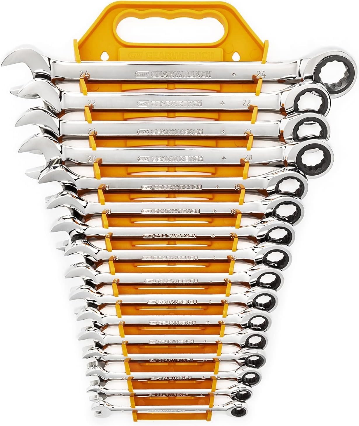 71ntLtZd4VL._AC_SL1459_.jpg GEARWRENCH 16 Piece Ratcheting Combination Wrench Set with Tray | Metric | 9416 - Image 1
