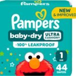 Pampers Diapers - Baby Dry - Size 1, 44 Count, Absorbent Disposable
