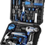 DEKOPRO Drill Set: Tool Set with 8V Blue Cordless Drill, Home Tool Kit