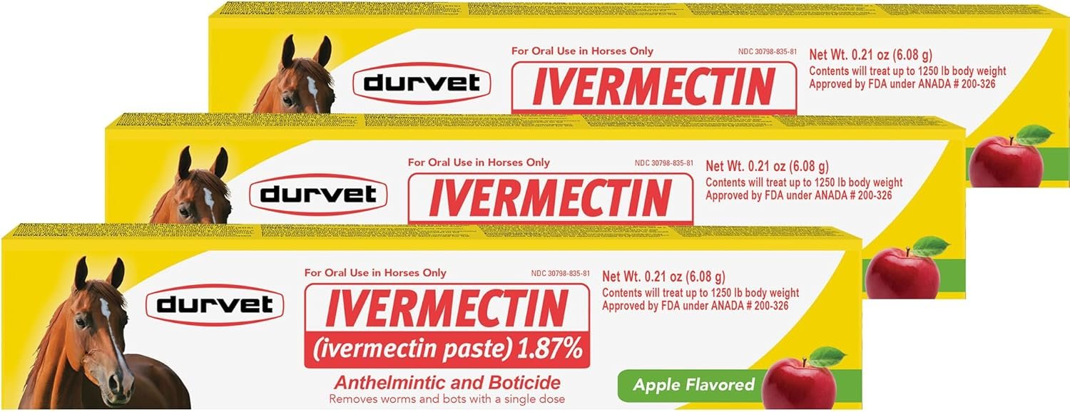 71tODUK2amL._AC_SL1500_.jpg Ivermectin Paste Dewormer - 6.08g dose @ 1.87%-Apple Flavored, 3 Count - Image 1