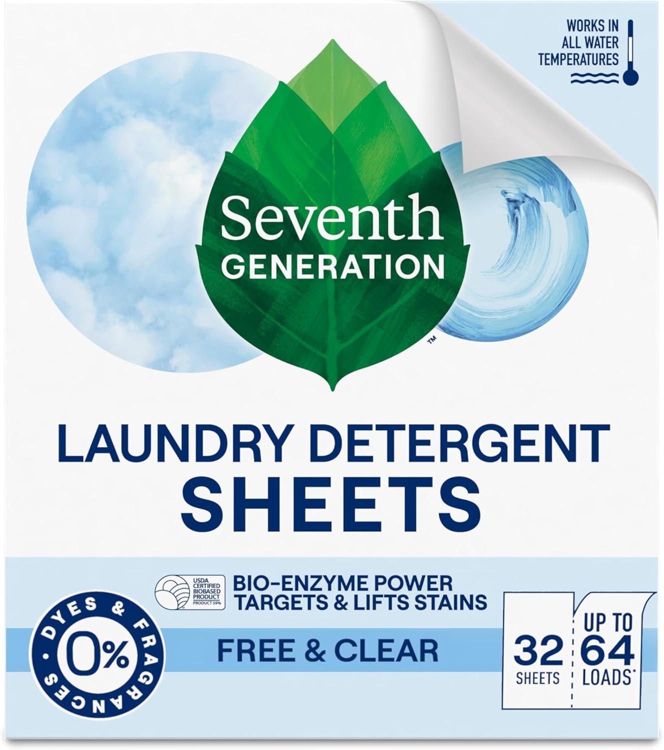 71uXyPGWbJL._AC_SL1500_.jpg Seventh Generation Laundry Detergent Sheets 32ct Free & Clear Removes - Image 1