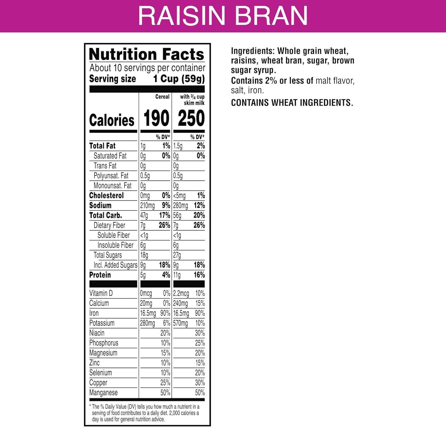 71xa6iAXoJL._SL1500_.jpg Kellogg’s Raisin Bran Breakfast Cereal, High Fiber, 28g Whole Grain, Large Size, 20.9 oz - Image 1