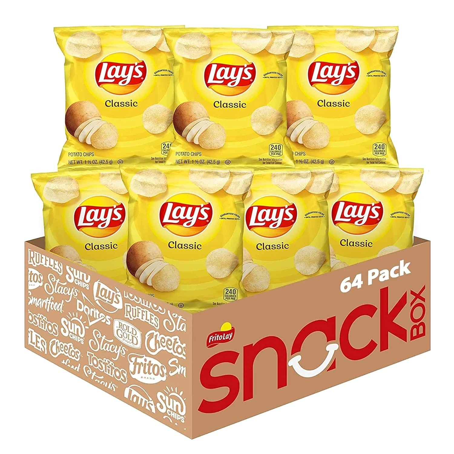 819CaHW4iHL._SL1500_.jpg Lay's Potato Chips, 4 Flavor Variety Pack, 1 oz Single Serve Bags, 40 Pack - Image 1