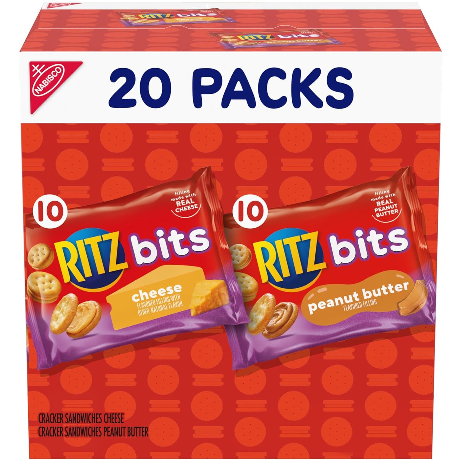 81AxgBi56CL._SL1500_.jpg RITZ Bits Cheese and RITZ Bits Peanut Butter Sandwich Crackers Variety Pack, - Image 1