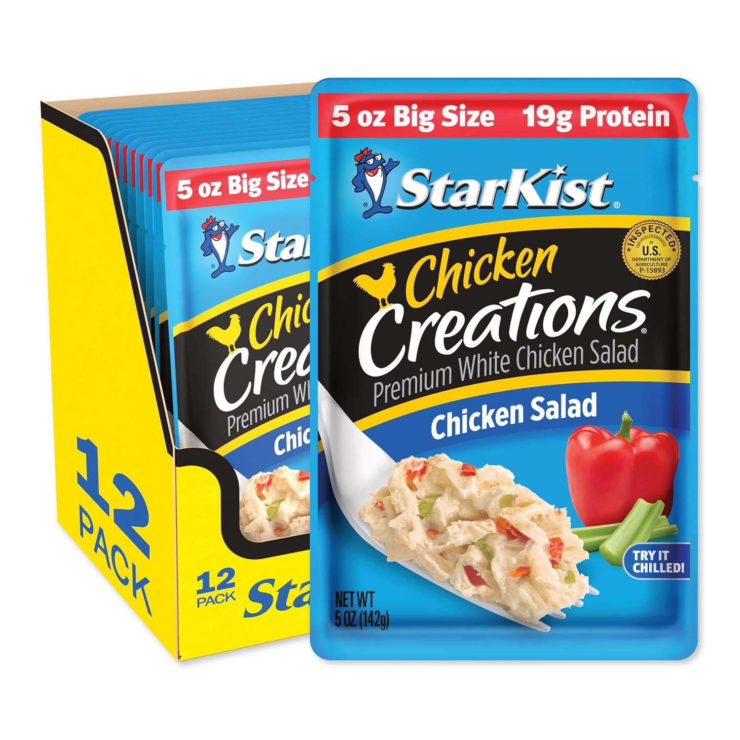 81DiMEq0KxL._SL1500_.jpg StarKist Chicken Creations Chicken Salad, 5 oz Pouch “Big Size” Pack of 12 - Image 1