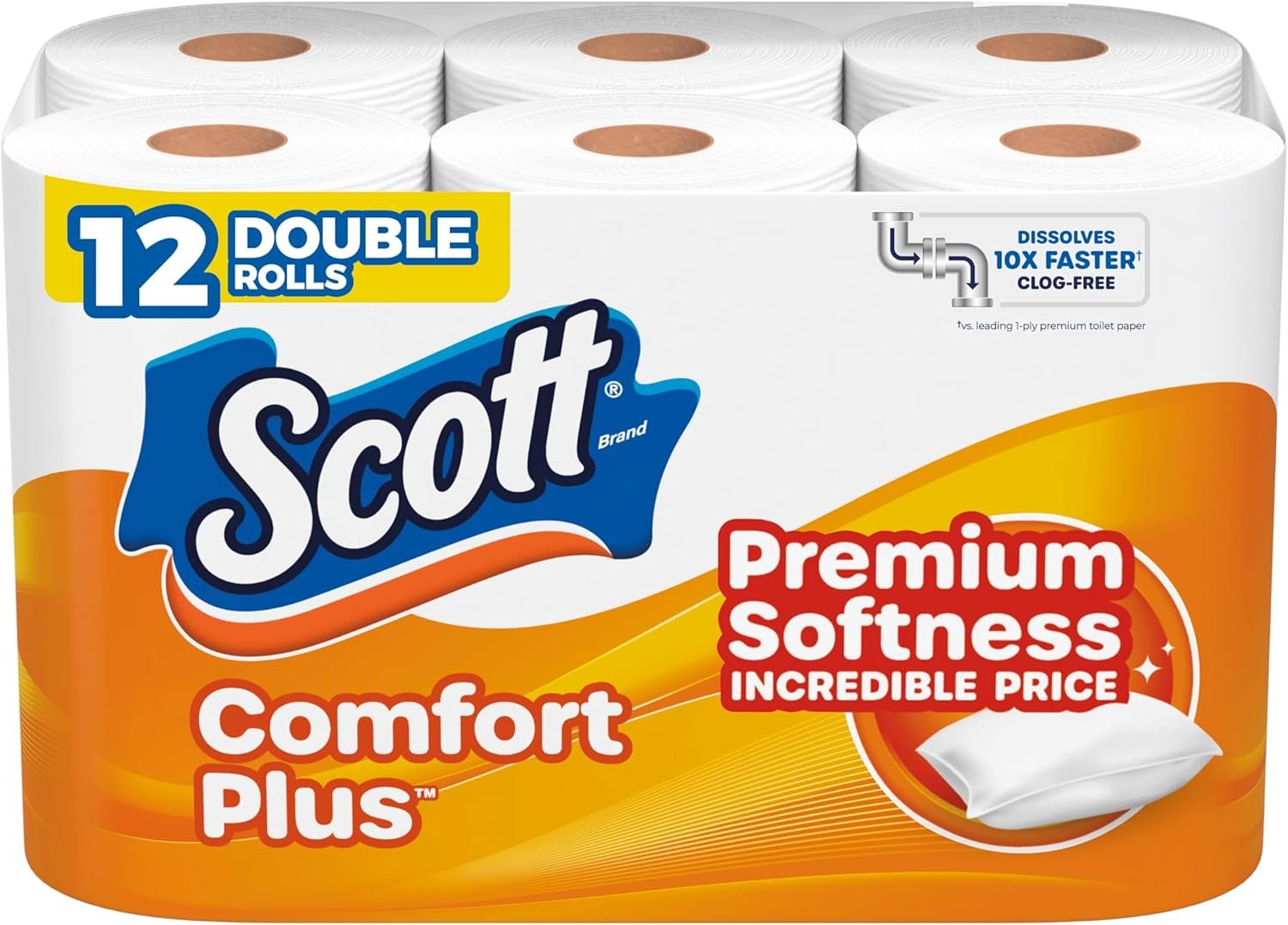 81UbcVo3OL._AC_SL1500_.jpg Scott ComfortPlus Toilet Paper, 12 Double Rolls, 231 Sheets per Roll, Septic-Safe, - Image 1