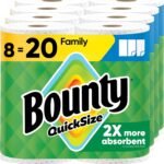 Bounty Quick Size Paper Towels, White, 8 Family Rolls = 20 Regular Rolls