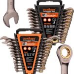 HORUSDY 24-Piece Ratcheting Wrench Set | Metric and SAE | Ratchet Combination Wrenches Set with Organizer | 72-Teeth | Chrome Vanadium Steel | 8-19 mm & 1/4” to 7/8“