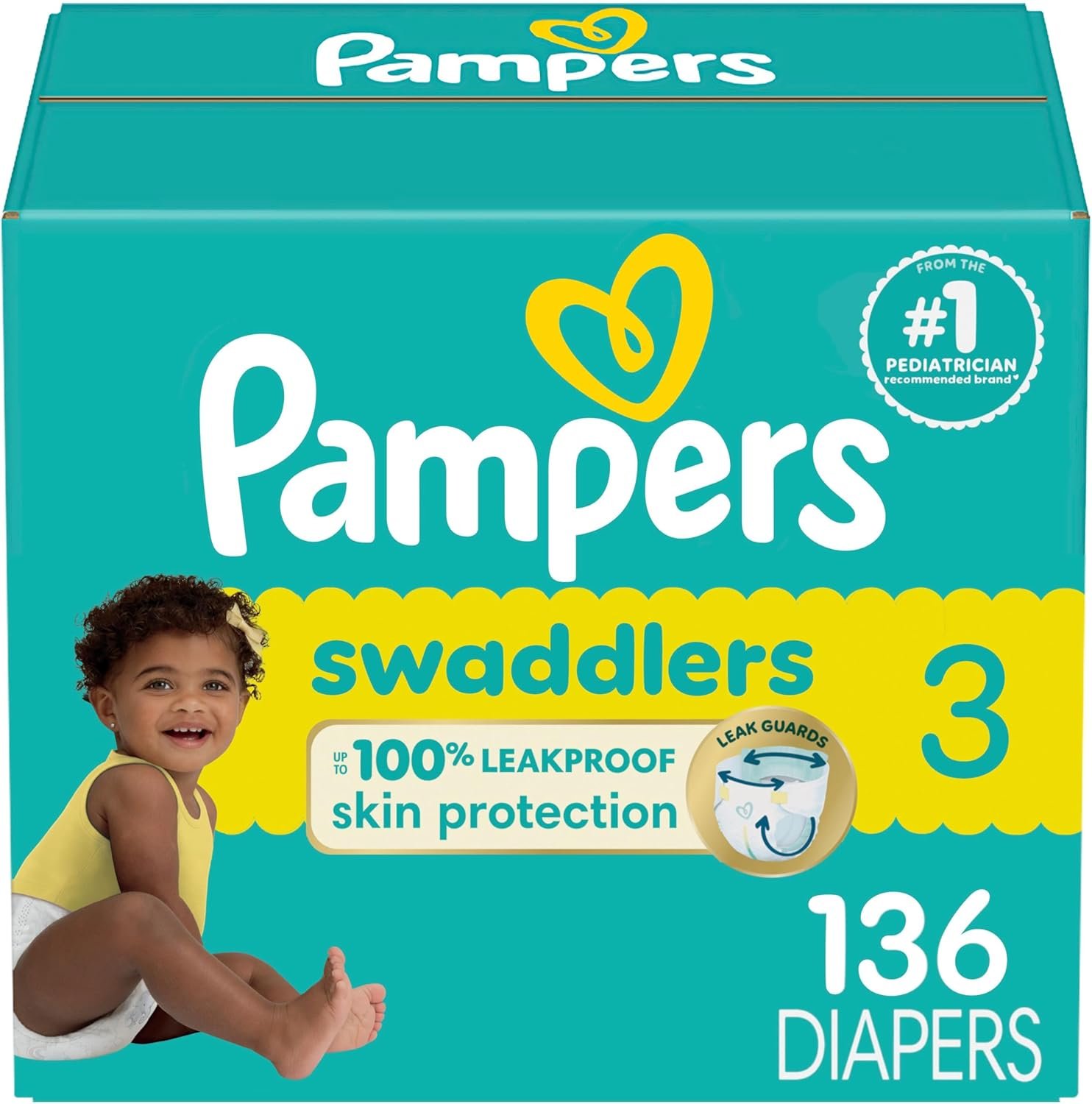 81pB5RatS8L._AC_SL1500_.jpg Pampers Baby Diapers - Swaddlers - Size 3, 136 Count, Ultra Absorbent - Image 1