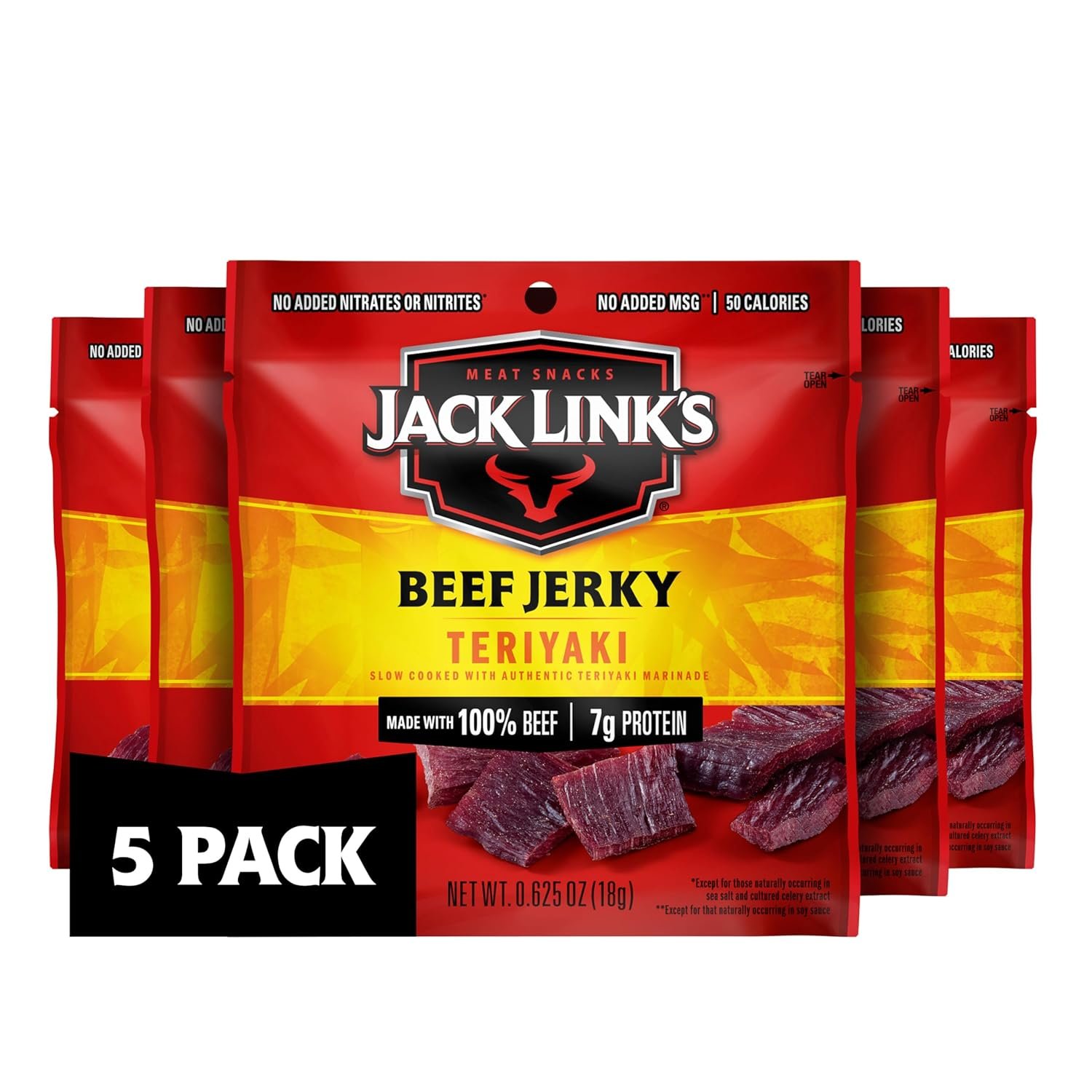 81ySXXhlSL._SL1500_.jpg Jack Link's Beef Jerky, Teriyaki, Multipack Bags - Flavorful Meat Snacks - Image 1