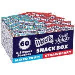 Welch's Fruit Snacks, Mixed Fruit & Berries 'N Cherries Variety Pack, Great for School Lunches, Bulk Pack, Halloween Treats, Individual Single Serve Bags, 0.8 oz Pack of 60
