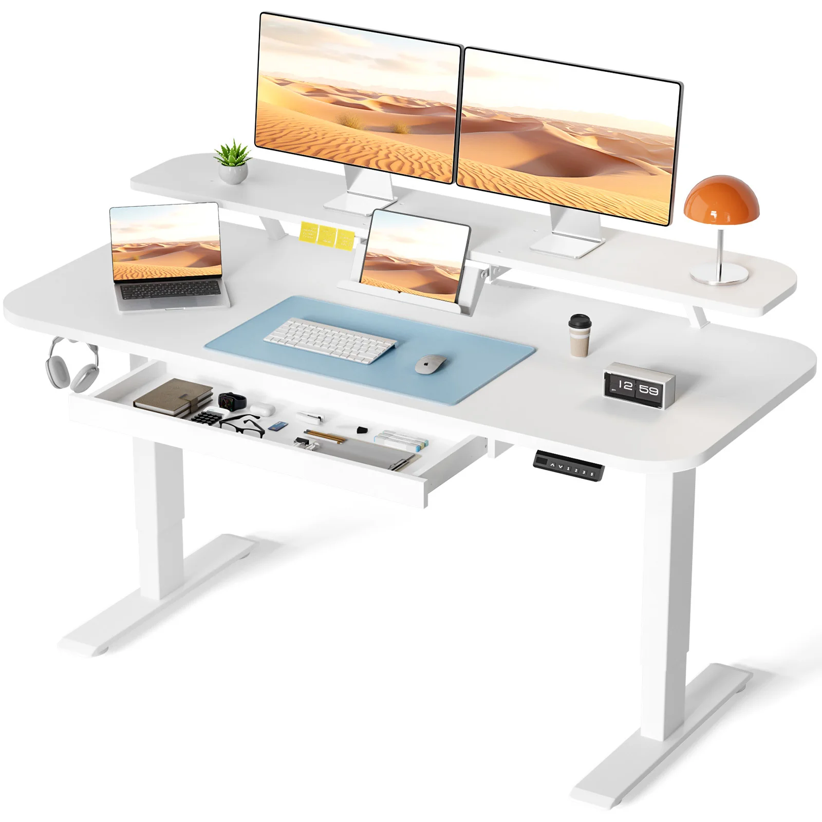 kf-Abe6394a1fa3c4ff9afc03e4d02185031q Electric Standing Desk with Drawers, Sit Stand up Desk, Height Adjustable Ergonomic Home Office Computer Desk - Image 1