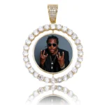 TOPGRILLZ Custom Made Photo Rotating Double-sided Medallions Pendant Necklace With 4mm Tennis Chain Zircon Men's Hip Hop Jewelry