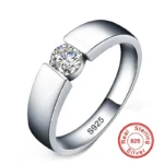 Classic 100% Solid 925 Silver 4mm 1ct Simulated Diamond Rings Engagement Wedding Rings for Women Men Jewelry