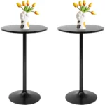 Bar Table 40 Inch Round Table Height Top Pub Table Cocktail Table for Home,2 Set
