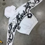 Y2k High Street Trend White Oversized Letter Print Loose Men Women Retro Harajuku Casual Hip Hop Pullover Hoodie Sweatshirt