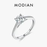 MODIAN D Color Lab Diamond 1CT Moissanite Ring For Women 925 Sterling Silver Classic Wedding Engagement Band Jewelry Gifts