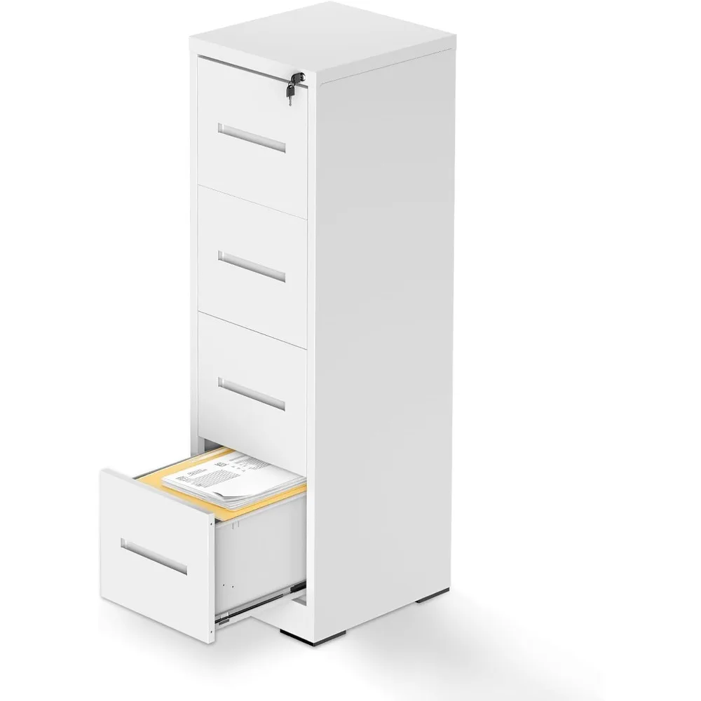 kf-S17cb957715a945108d93811477d841a20 Vertical White Metal Filing Cabinet with Lock, Deep Drawers for Home Office Safety and Organization - Image 1
