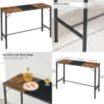 HOOBRO Bar Table, 47.1 Rectangular Pub Table, Tall Counter Height Pub Table, Long Bar Height Table for Small Space, Narrow High