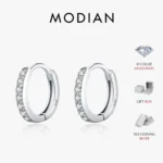 MODIAN D Color Sparkling Moissanite Earrings 925 Sterling Silver Classic Shining Circle Hoop Earrings For Women Fine Jewelry