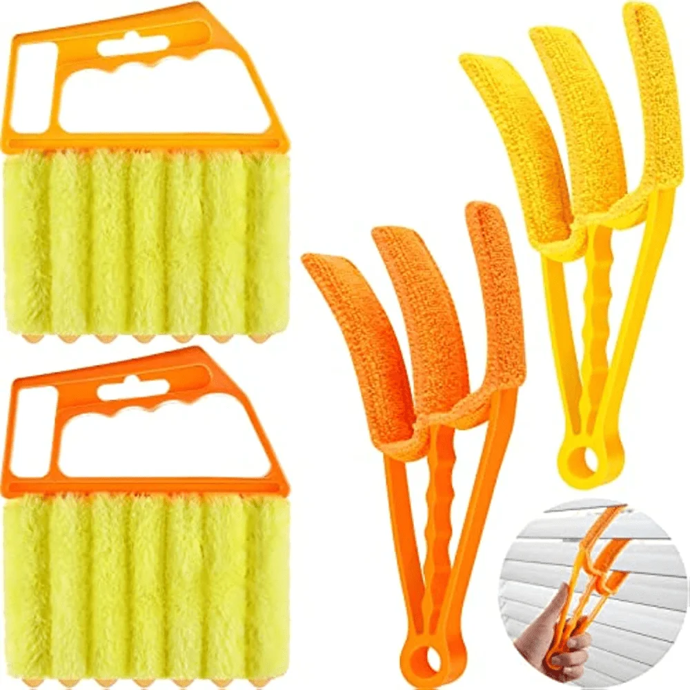 kf-S249328f9470349dd83078e0ba74935ccX Convenient Window Cleaning Set - 2pcs Venetian Blind Cleaner Brushes with 7 Finger Duster, Ideal for Housekeeping - Image 1