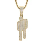 Fashionable Luxury Cartoon Off-Center Rhinestone Pendant Necklace Trendy Hip Hop Unisex Pendants Wholesale Gemstone Lock Chain