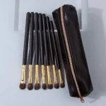 7PCS wooden-handled eyeshadow brush, eyebrow brush, smuder brush, eye makeup brush + large-capacity portable storage bag