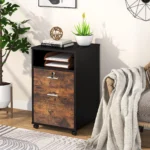 Tribesigns 2 Drawer Mobile File Cabinet with Lock, Wood Filing Cabinet, Printer Stand with Wheels and Storage Shelf