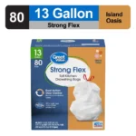 80 Count 13 Gallon Tall Kitchen Trash Bags Drawstring Leakproof Odor Control Puncture Resistant Strong Flex