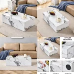 Rectangular Faux Marble Coffee Table for Living Room, Stylish MDF Center Table, Ideal for Home and TV Area, Modern Tea Table