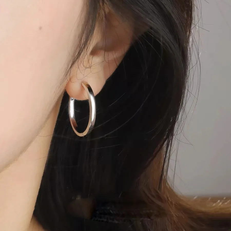 kf-S3304ffeb234b4164afa1d6b2ef558943H BF CLUB 925 Sterling Silver Earrings For Women Trendy Gold Circle Earring Jewelry Prevent Allergy Party Accessories - Image 1