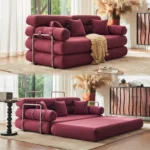 Convertible Sleeper Sofa - 35'' High-Back Floor Couch Bed - Folding Sofa Bed with Rounded Arm Supports - Floor Sofa Lounge Sofa