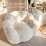 floral shaped bean bag sofa, ultra soft faux fur floor sofa, large reading chair for living room bed
