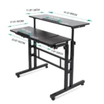 Multi Purpose Desk Table Height Adjustable Computer Desk Black Pc Table Workstations Office Living Room Study Bedroom Furniture