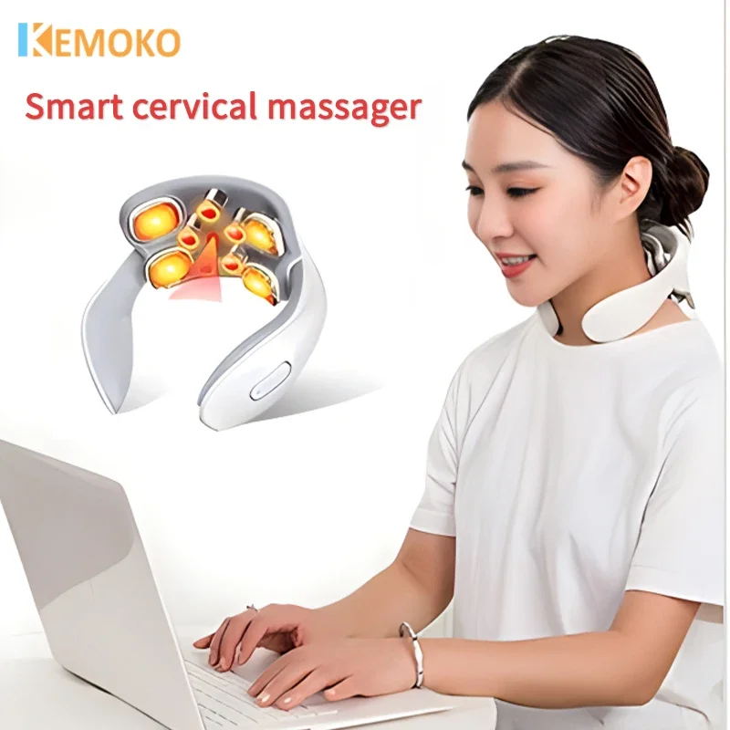 kf-S437715168b1f491dabea1c73ed223deaQ Shoulder Neck Massage Smart Back And Neck Massager Cervical Vertebra Health Care Vibrator Heating Relieve Pain Muscle - Image 1