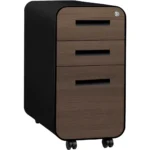 Laura Davidson Slim 3-Drawer Mobile File Cabinet with Lock - Under Desk Metal Filing Cabinet, Legal/Letter Size